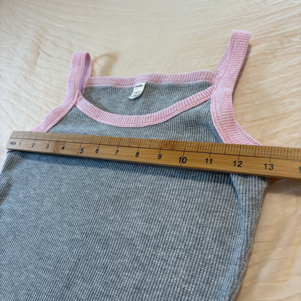 Joe Boxer Womens Gray Pink Waffle Knit Bejeweled PJ Tank Size M - Picture 3 of 9